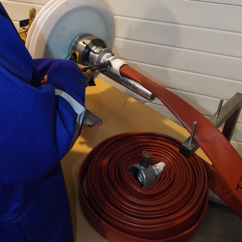 Part of the procedure during a fire hose repair